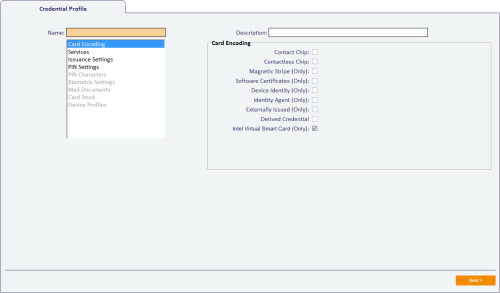 Credential profile for Intel Authenticate